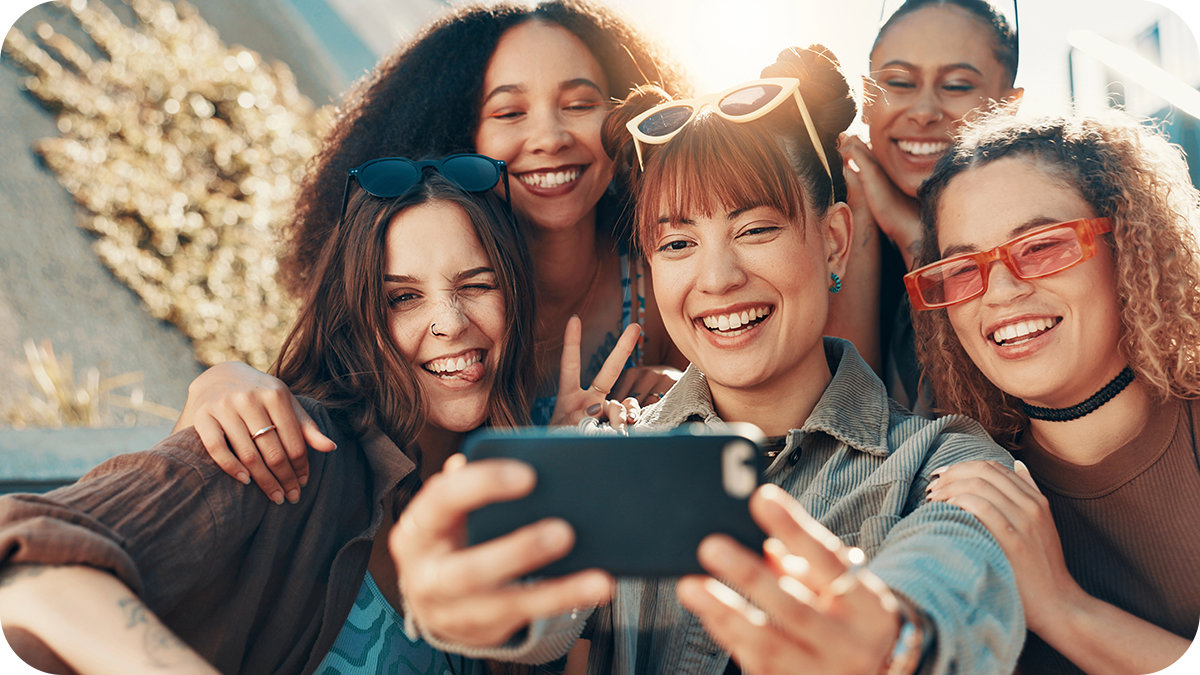Group of Gen Z Women Taking Selfies