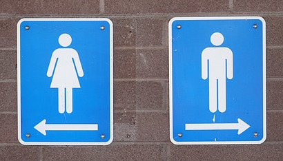 womens mens restroom bathroom sign